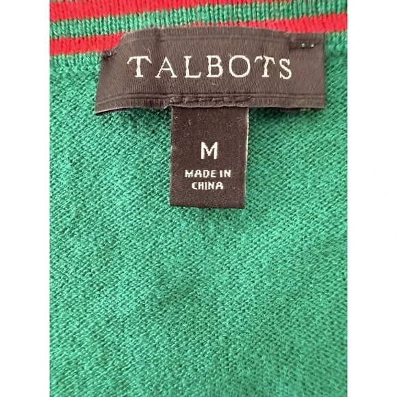 Talbots Women Cardigan Sweater M Dalmation Dog Green - Picture 6 of 7